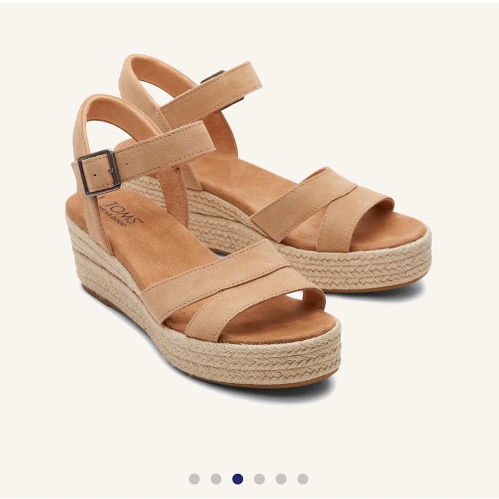 TOMS Audrey Wedge Sandal | Suede Honey | Size 8.5